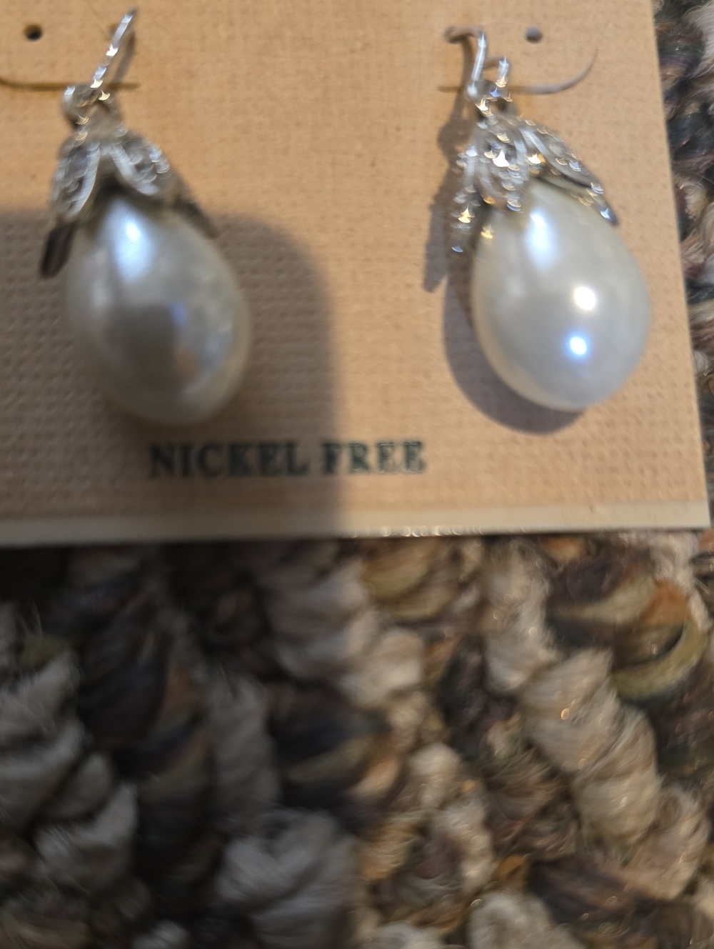 Macy's White Pearl Teardrop Dangle Earrings